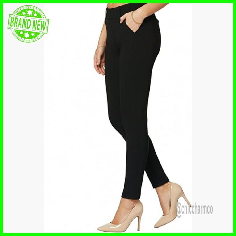 High Rise Ponte Leggings Tummy Control Work Pants Slim Leg Pockets